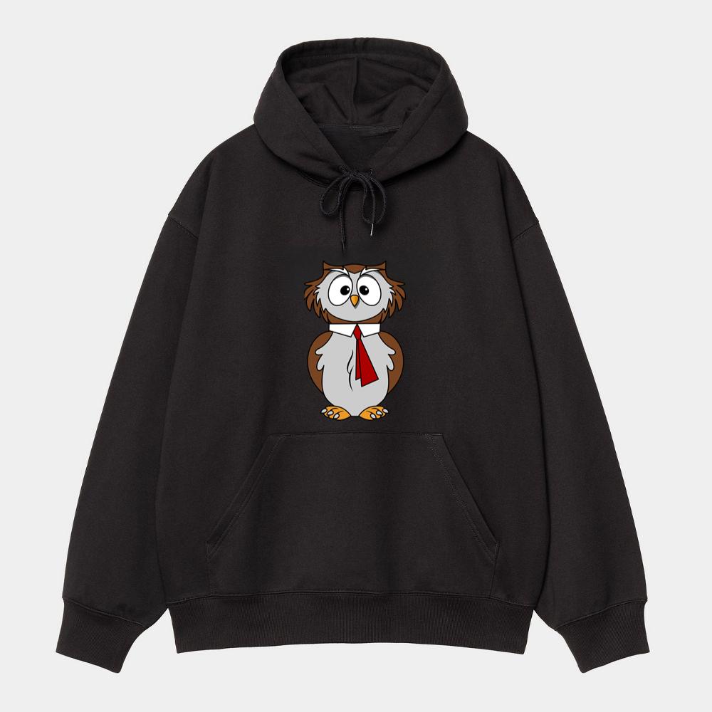 Owl Wearing Red Business Tie Hoodie