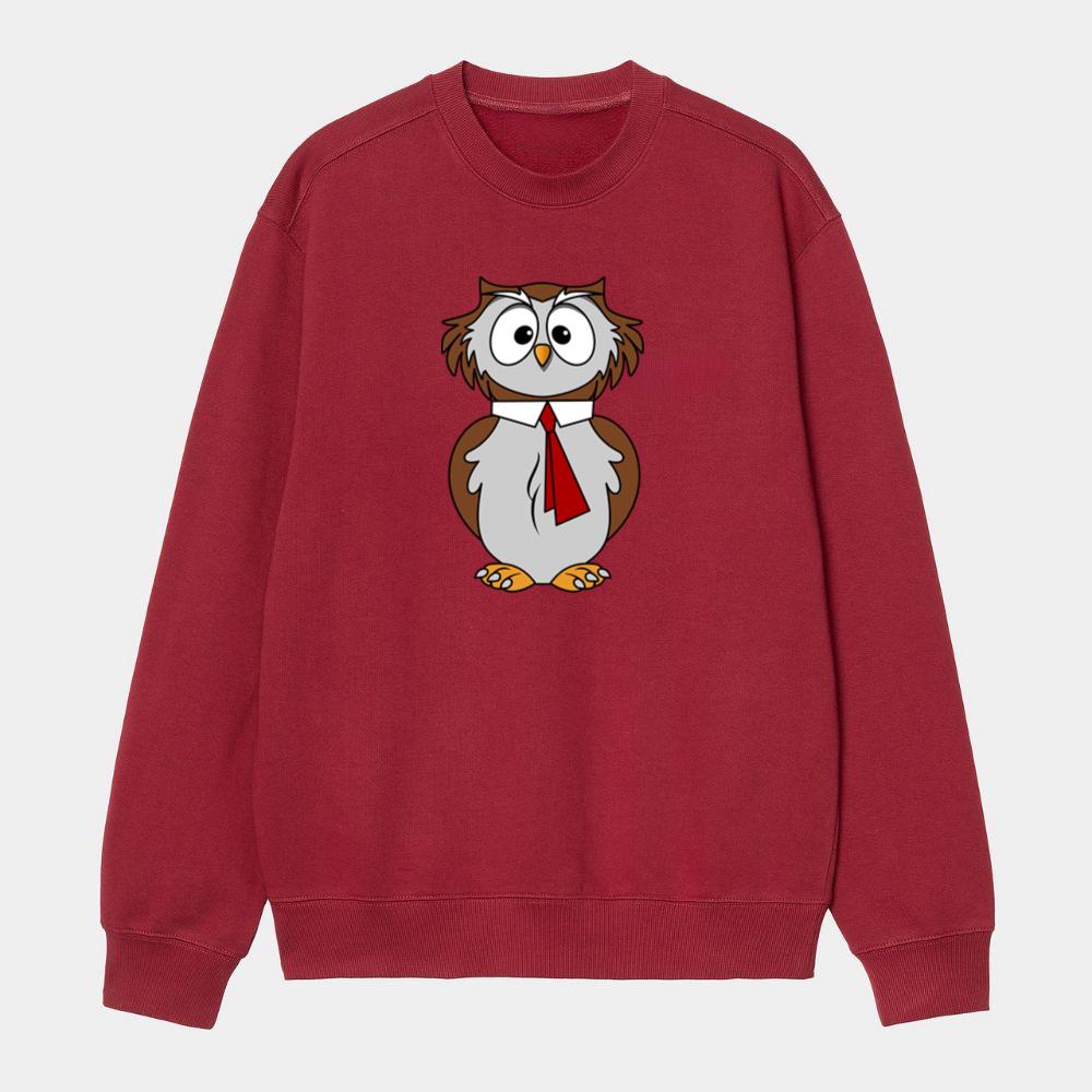 Owl Wearing Red Business Tie Sweatshirt
