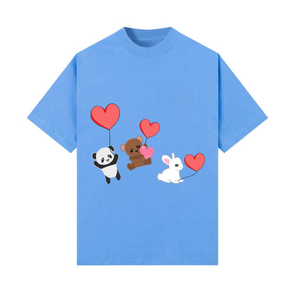 panda animals animal bear rabbit hearts T-Shirt