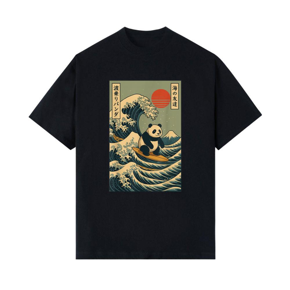 Panda Surfing Japanese T-Shirt 