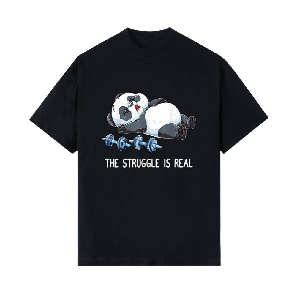 Panda The Struggle Is Real Weightlifting Fitness Gym Funny T-Shirt 