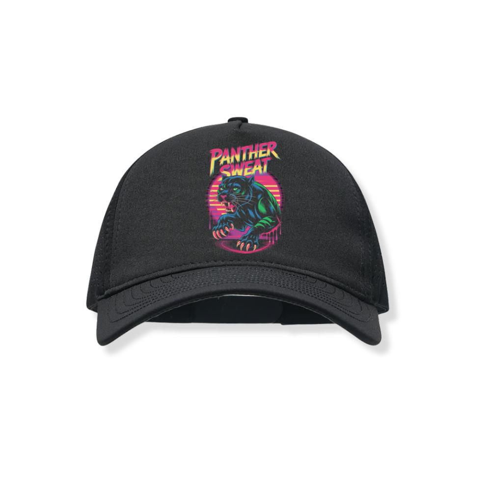 Panther Sweat Neon Panther Retro 80s Style Graphic Black Hat