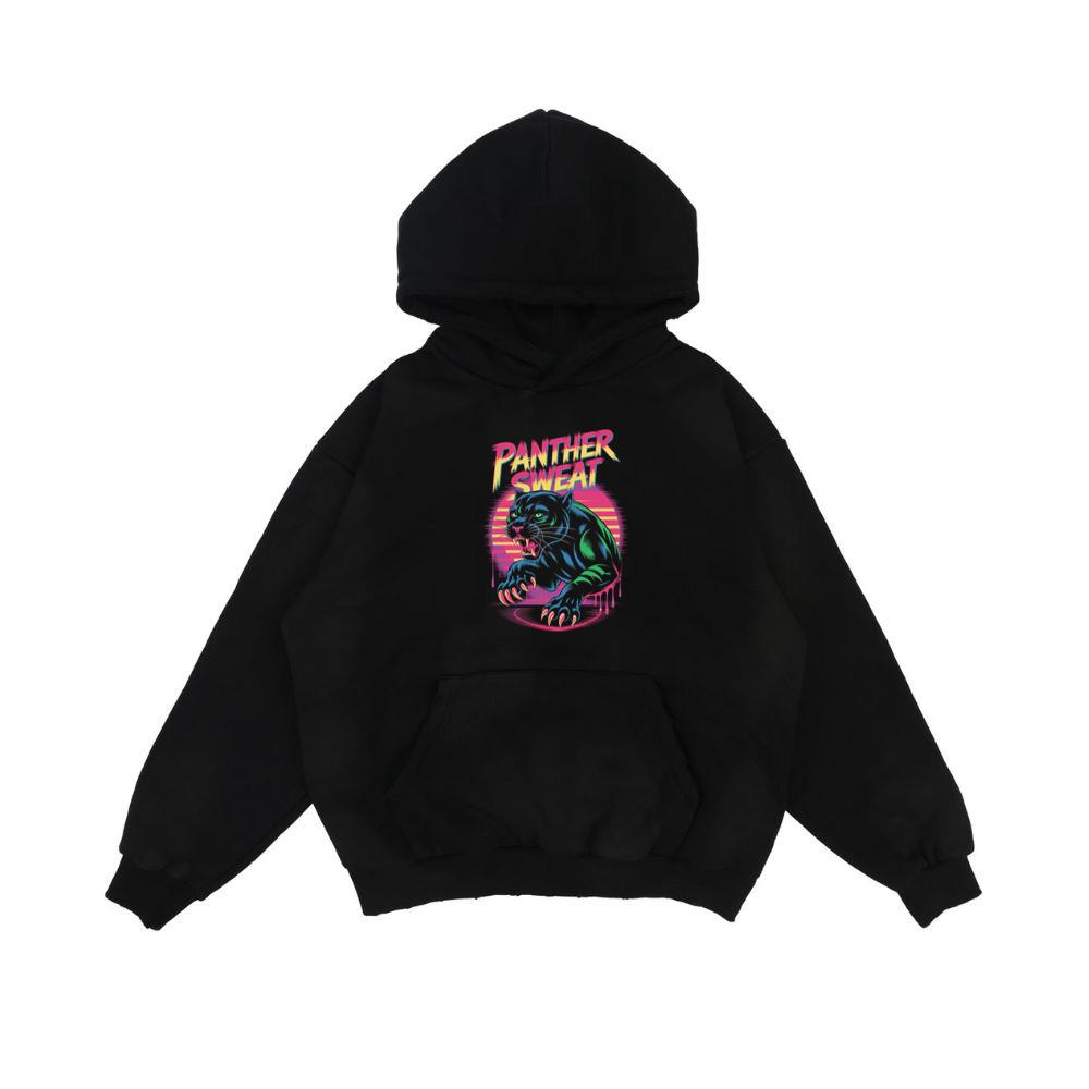 Panther Sweat Neon Panther Retro 80s Style Graphic Hoodie