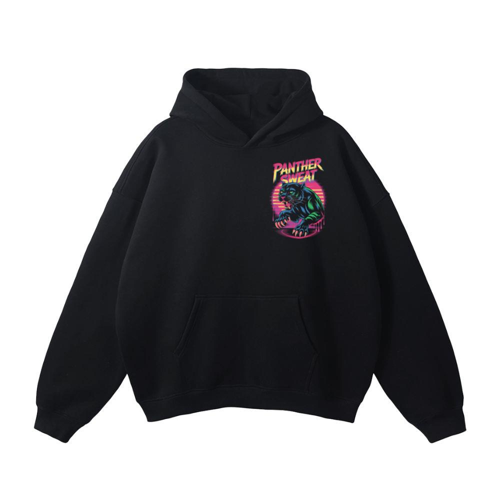 Panther Sweat Neon Panther Retro 80s Style Graphic Hoodie