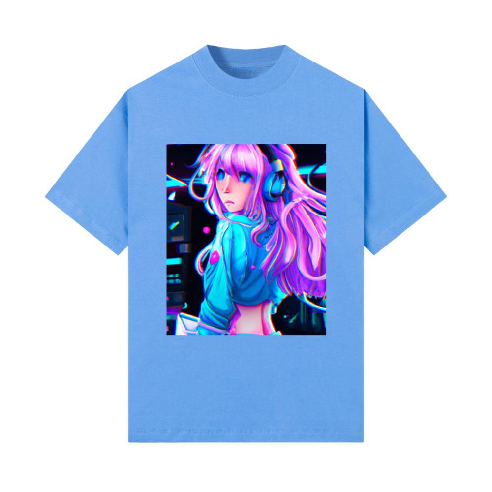 Pastel Aesthetic Anime Girl Synthwave Anime Girl_2 T-Shirt