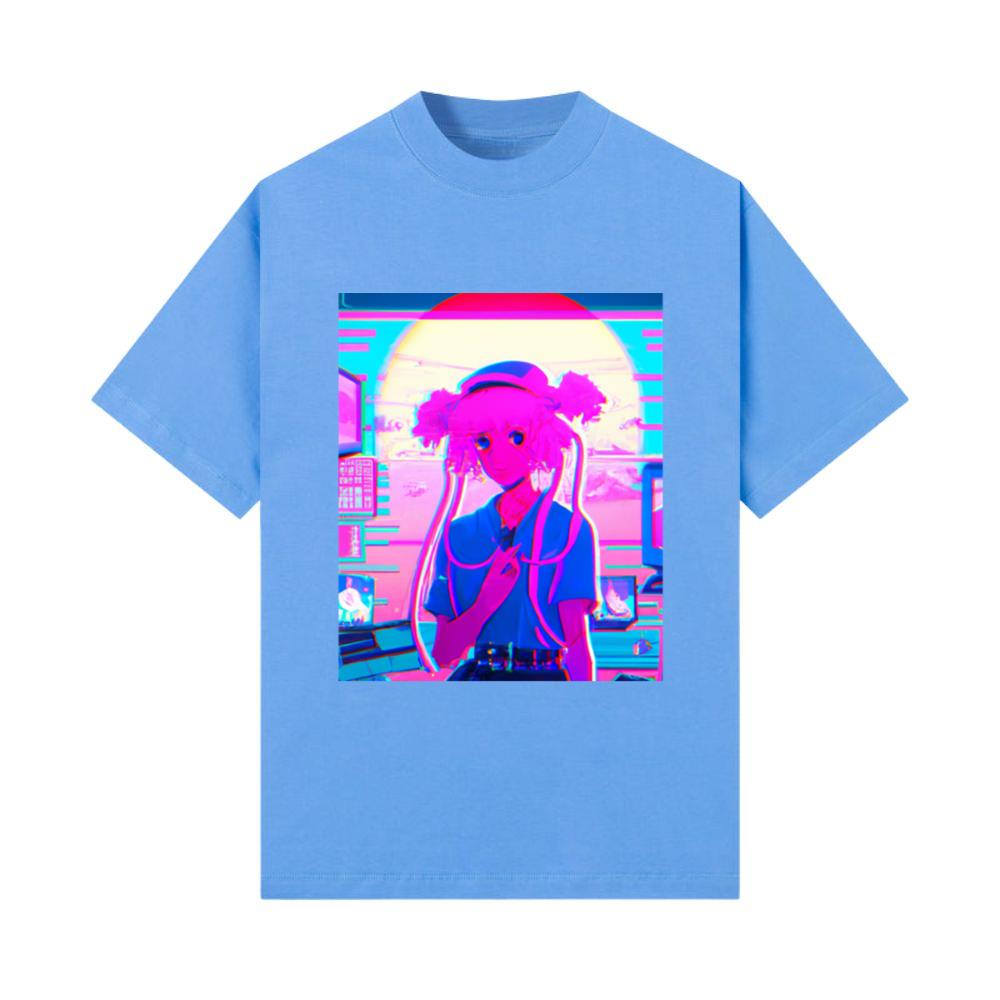 Pastel Aesthetic Anime Girl Synthwave Anime Girl_4 T-Shirt