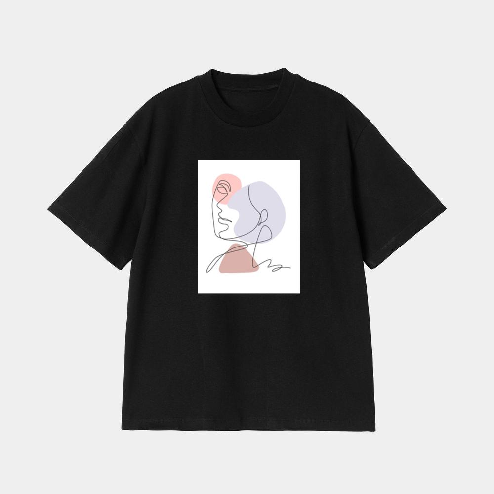 Pastel Face Line Art T-Shirt