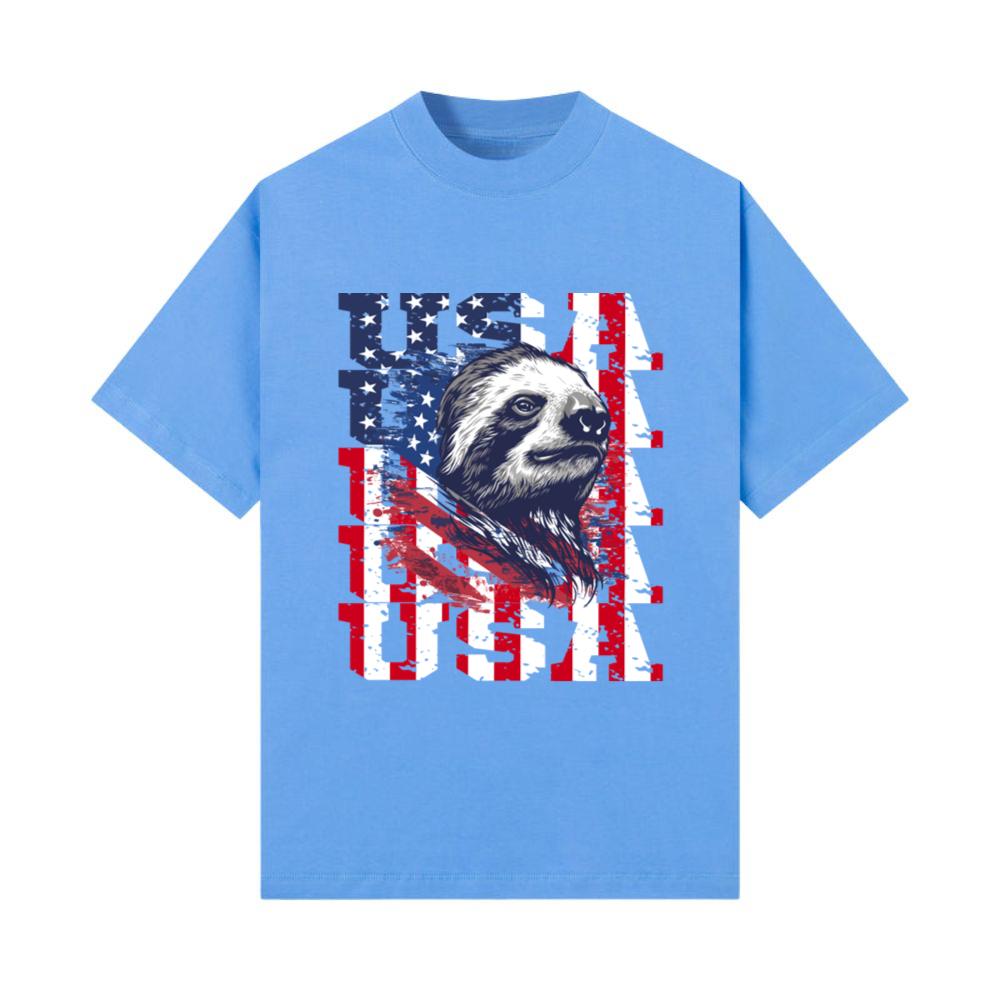 Patriotic Sloth American Flag Animal T-Shirt