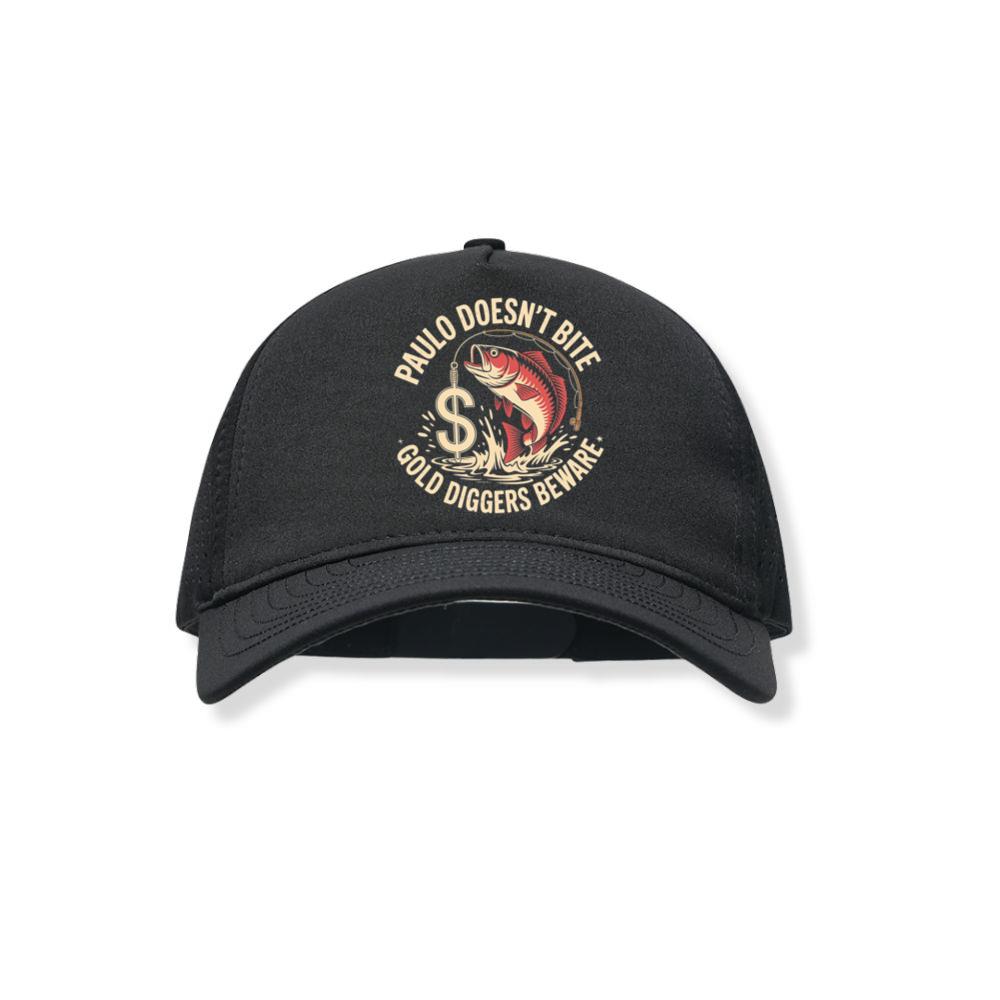 Paulo Doesnt Bite Gold Diggers Beware Funny Fish Design Black Hat