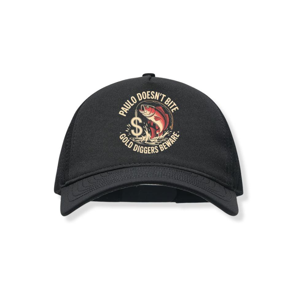 Paulo Doesnt Bite Gold Diggers Beware Funny Fish Design Black Hat