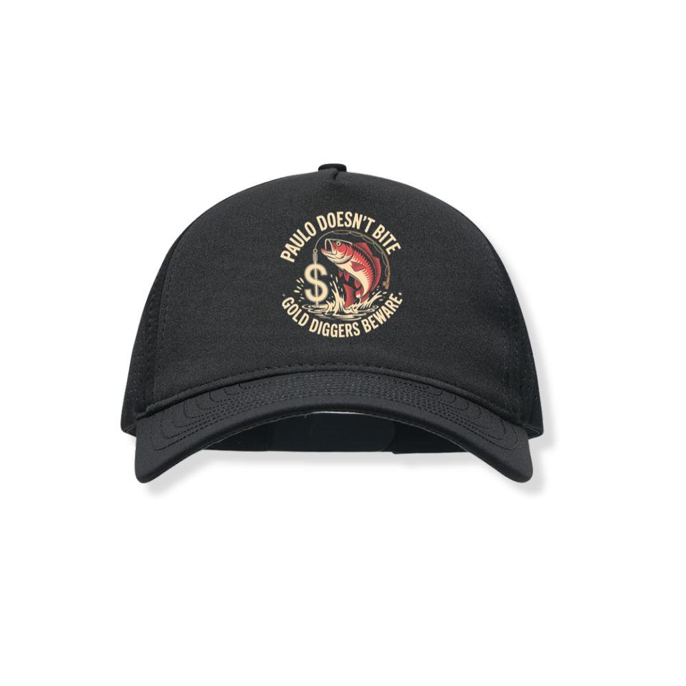 Paulo Doesnt Bite Gold Diggers Beware Funny Fish Design Black Hat