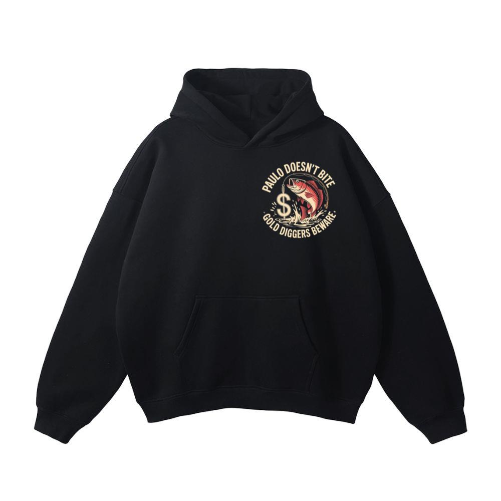 Paulo Doesnt Bite Gold Diggers Beware Funny Fish Design Hoodie
