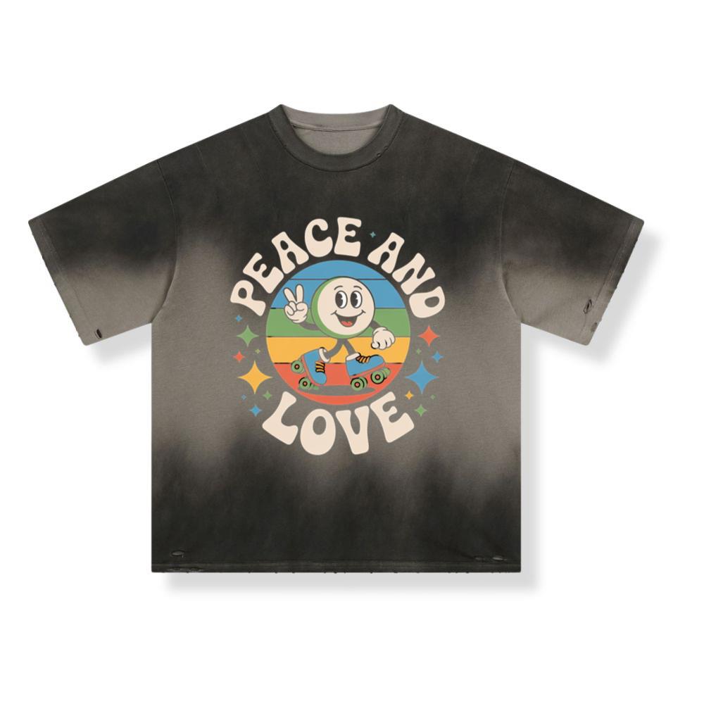 Peace And Love Space Astronaut Artwork for Dreamy Cosmic Souls T-Shirt - Image 3