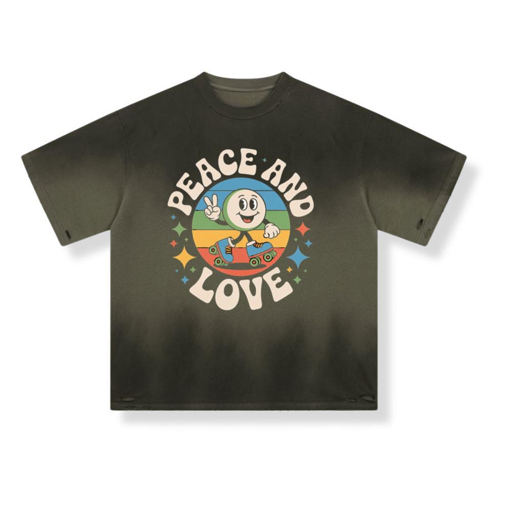 Peace And Love Space Astronaut Artwork for Dreamy Cosmic Souls T-Shirt - Image 2