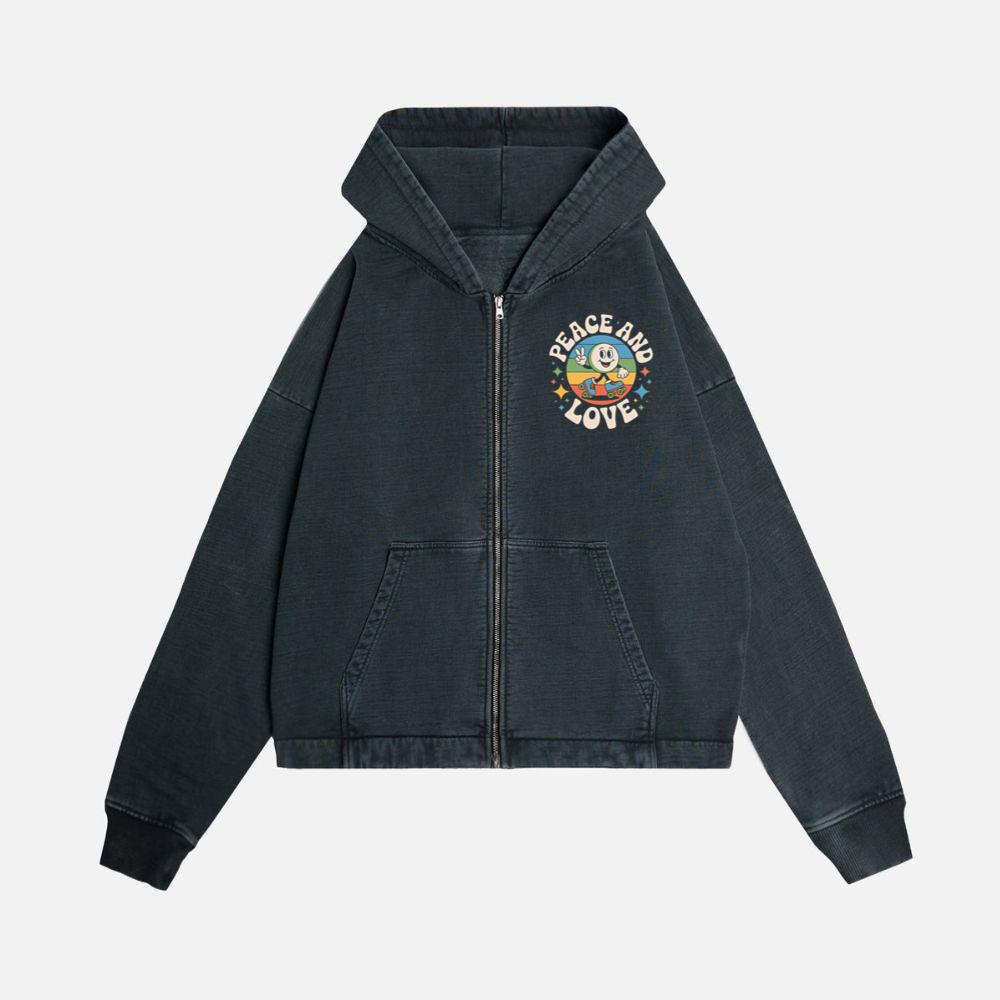 Peace And Love Space Astronaut Artwork for Dreamy Cosmic Souls Zip Hoodie