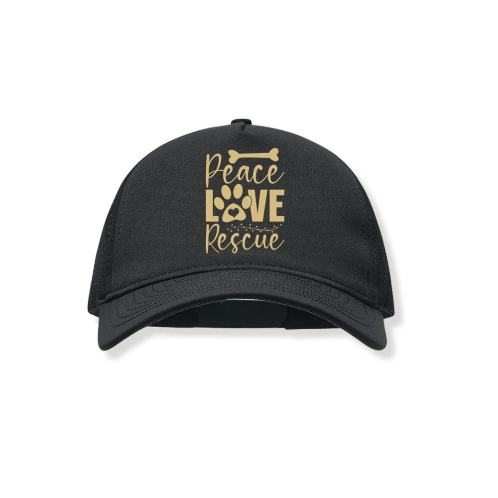 Peace Love Rescue Animal Adoption Pet Rescue Graphic Black Hat