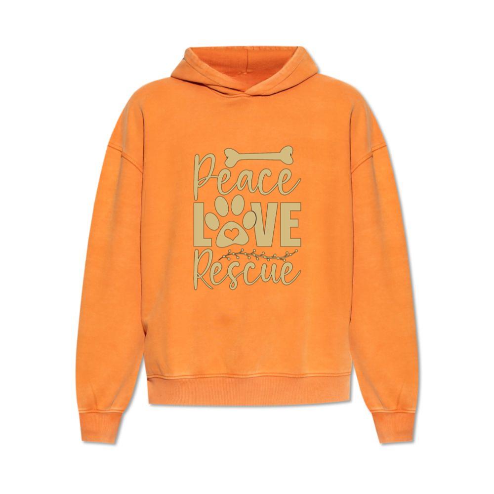 Peace Love Rescue Animal Adoption Pet Rescue Graphic Hoodie