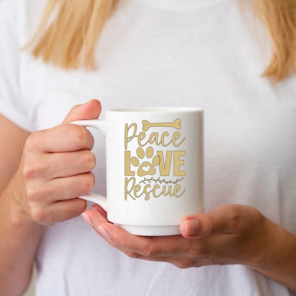 Peace Love Rescue Animal Adoption Pet Rescue Graphic Mug