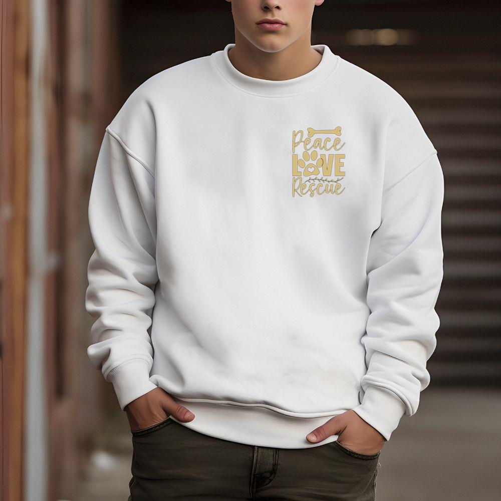 Peace Love Rescue Animal Adoption Pet Rescue Graphic Sweatshirt