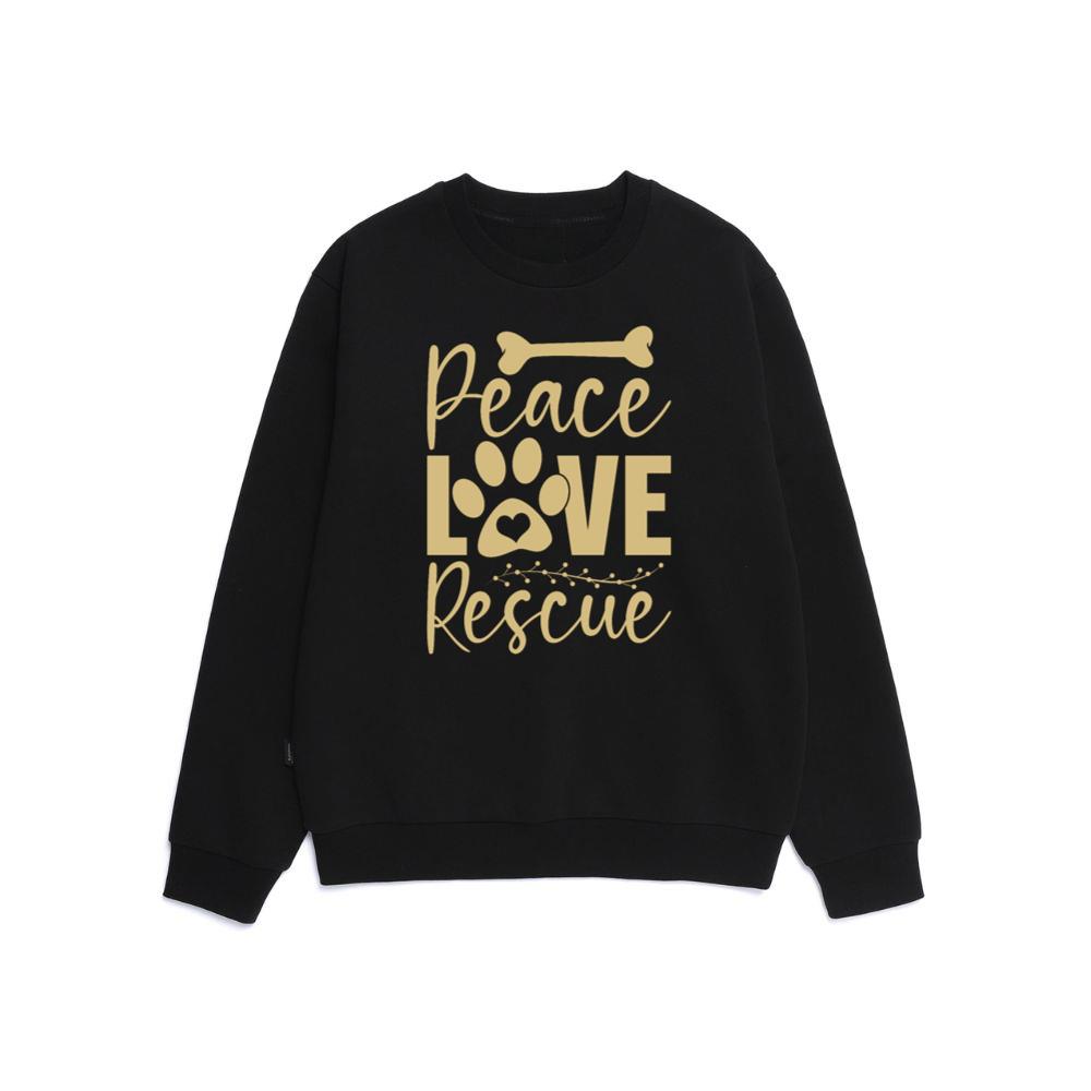 Peace Love Rescue Animal Adoption Pet Rescue Graphic Sweatshirt