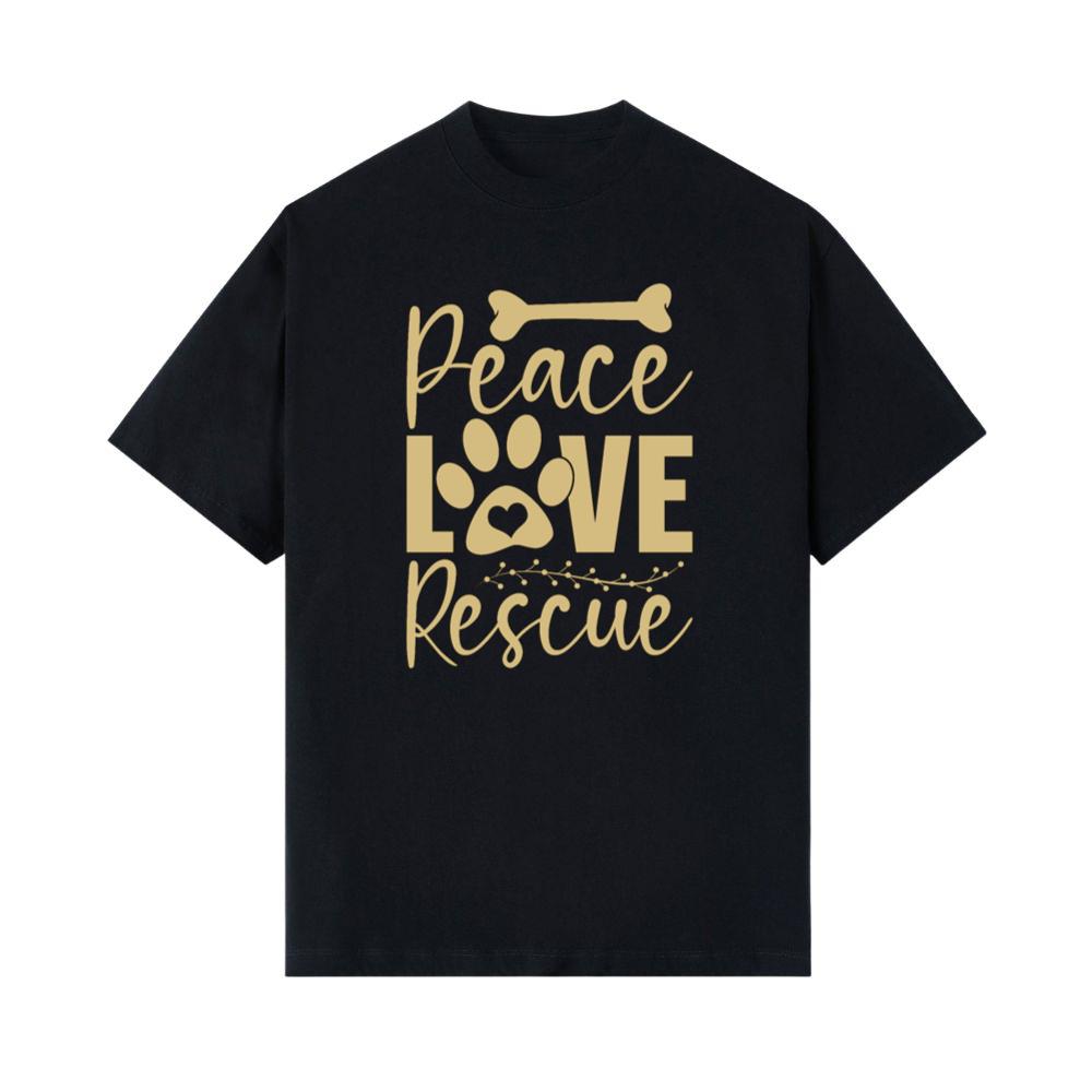 Peace Love Rescue Animal Adoption Pet Rescue Graphic T-Shirt