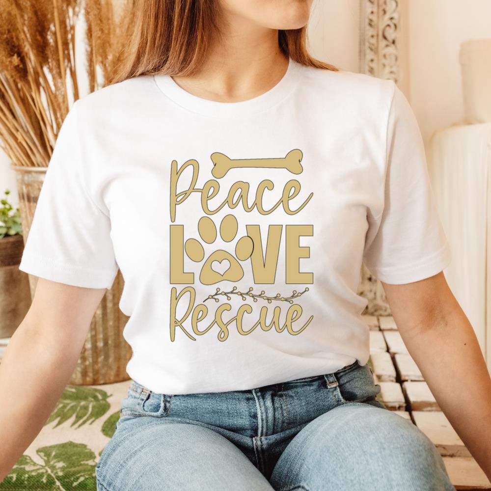 Peace Love Rescue Animal Adoption Pet Rescue Graphic T-Shirt