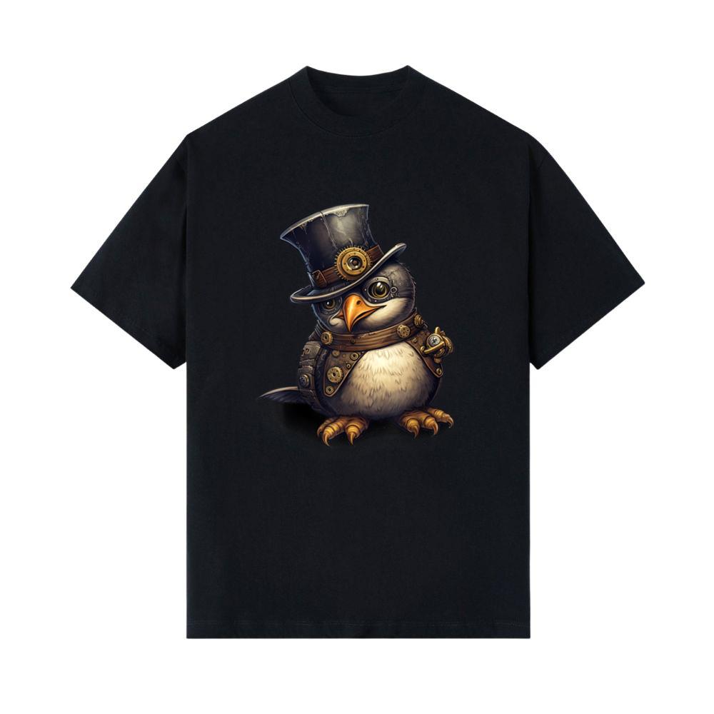 Penguin in steampunk mechanical gear, vibrant bird T-Shirt