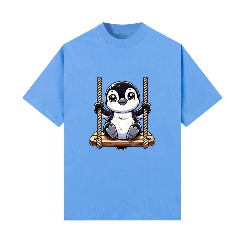 Penguin swinging playground fun animal cartoon T-Shirt