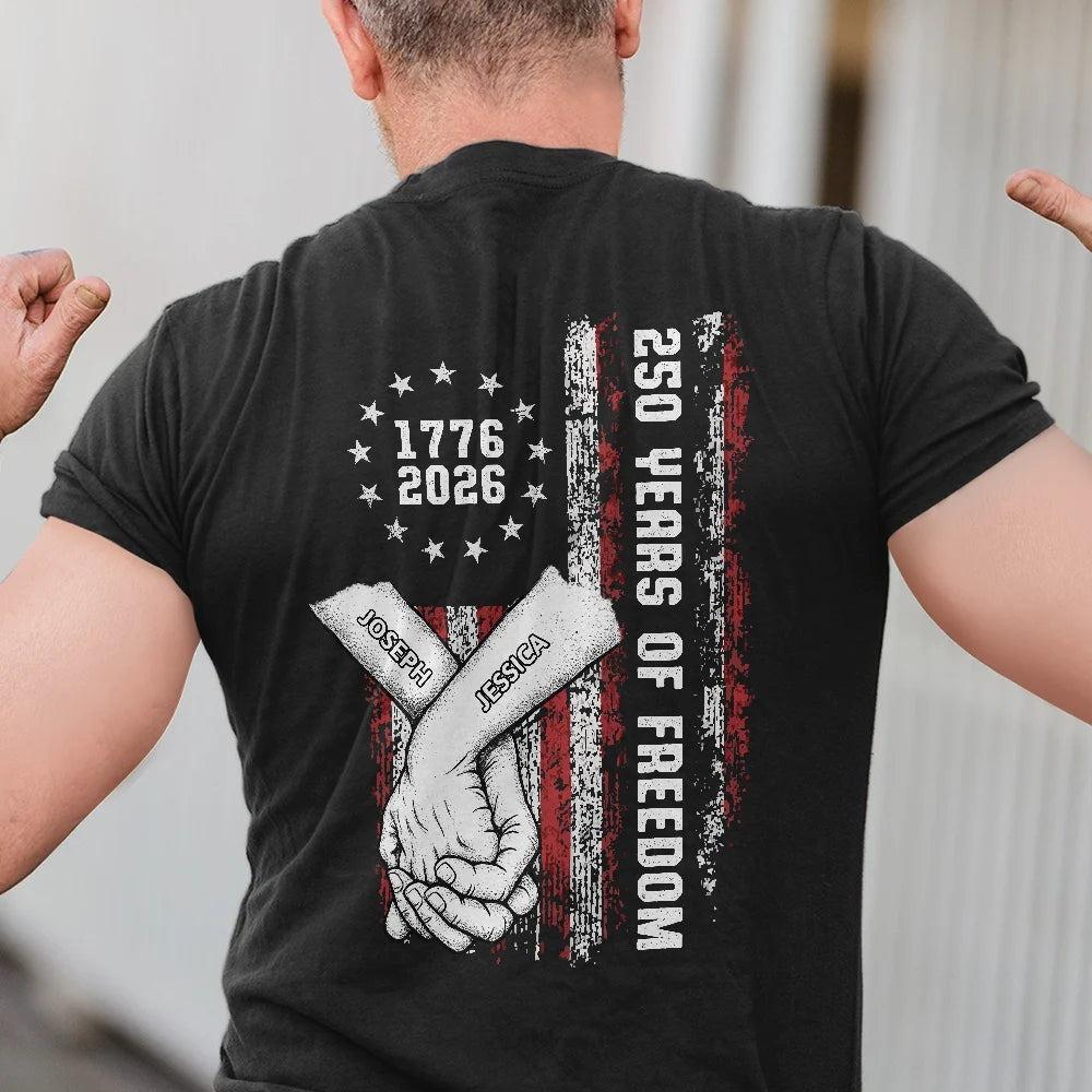 Personalized 250 Years of Freedom USA T-Shirt, Family Matching Shirt, Sestercentennial 1776-2026 Anniversary Top, Heritage American Pride Graphic Shirt