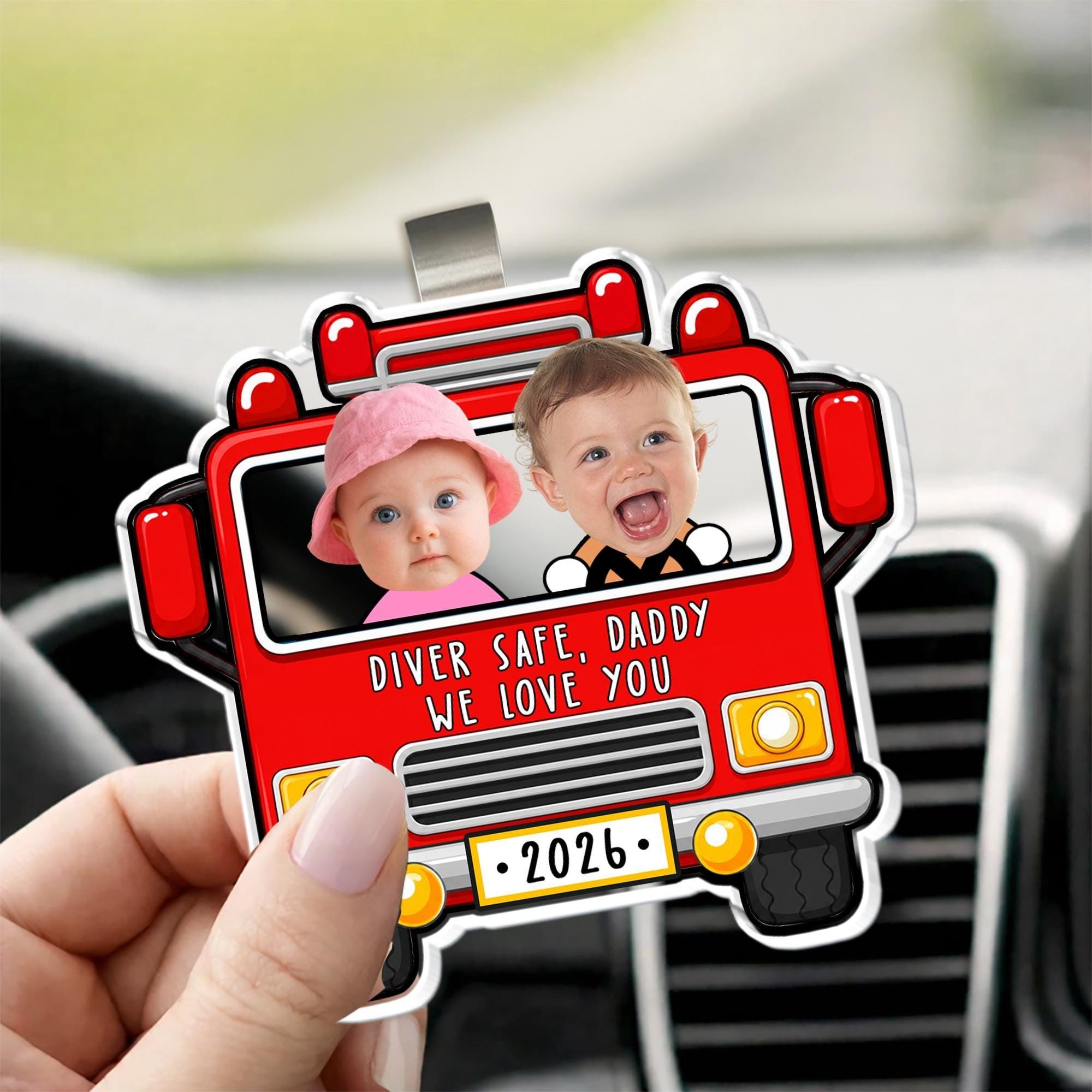 Personalized Police Car Custom Photo Visor Clip Auto Accessory for Dads Fathers Police Officers Cute Sentimental Meaningful Gift Black White Acrylic Sun Visor Decoration Drive Safe Daddy We Love You Picture Ornament Car Interior Decor Idea - Image 4