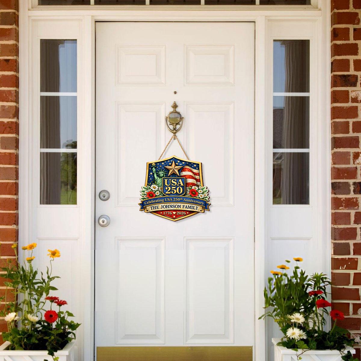 Personalized Statue Of Liberty USA 250th Anniversary Sign 1776-2026, Custom Family Name Patriotic Door Decor, Wooden Hanging Sign, America 250 Celebration Wooden Plaque, Patriotic Gift, Home Decor - Image 4