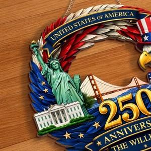 Personalized USA 250th Anniversary Door Sign 1776-2026, Custom Family Name Uncle Sam Eagle Wreath, Statue Of Liberty White House Decor, America 250 Pride Gift, Wooden Hanging Sign, Front Door Hanger, Wall Decor - Image 5