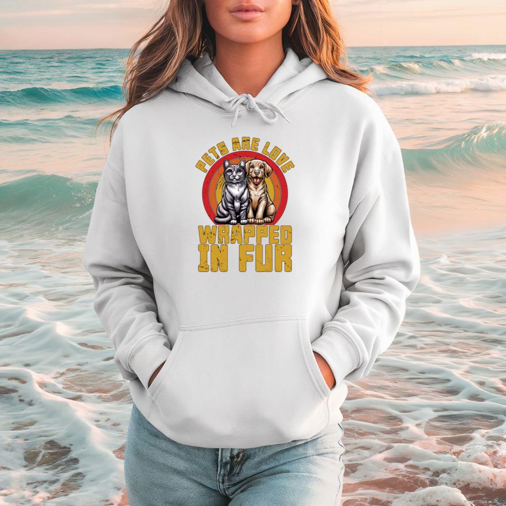 Pets Are Love Wrapped in Fur Dog Cat Animal Rescue Gift Hoodie