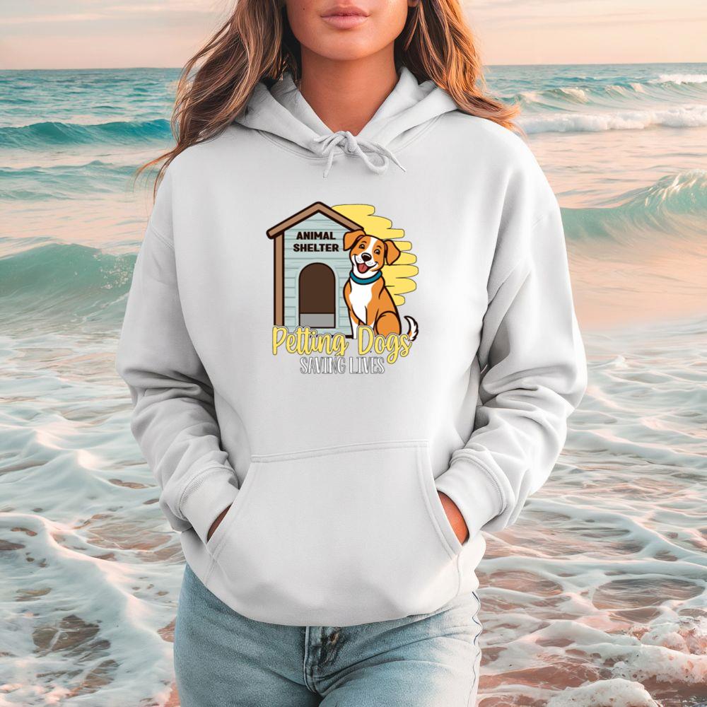 Petting Dogs Saving Lives Animal Shelter Rescue Dog Lover Gift Hoodie