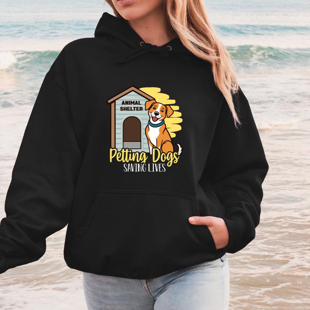 Petting Dogs Saving Lives Animal Shelter Rescue Dog Lover Gift Hoodie