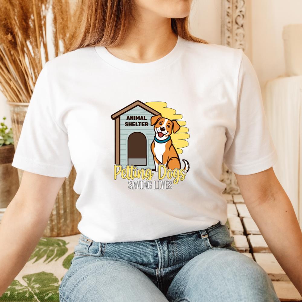 Petting Dogs Saving Lives Animal Shelter Rescue Dog Lover Gift T-Shirt