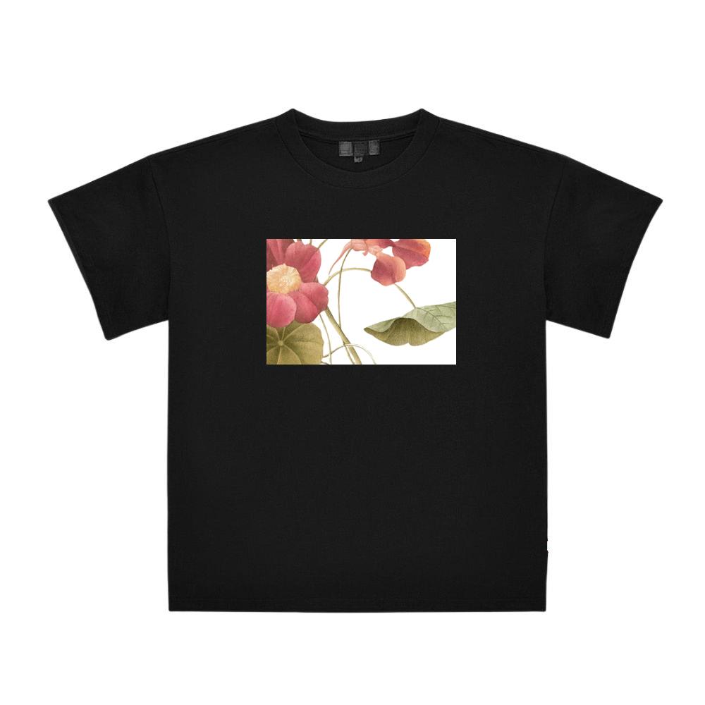 Pink and Orange Flowers with Green Leaves T-Shirts