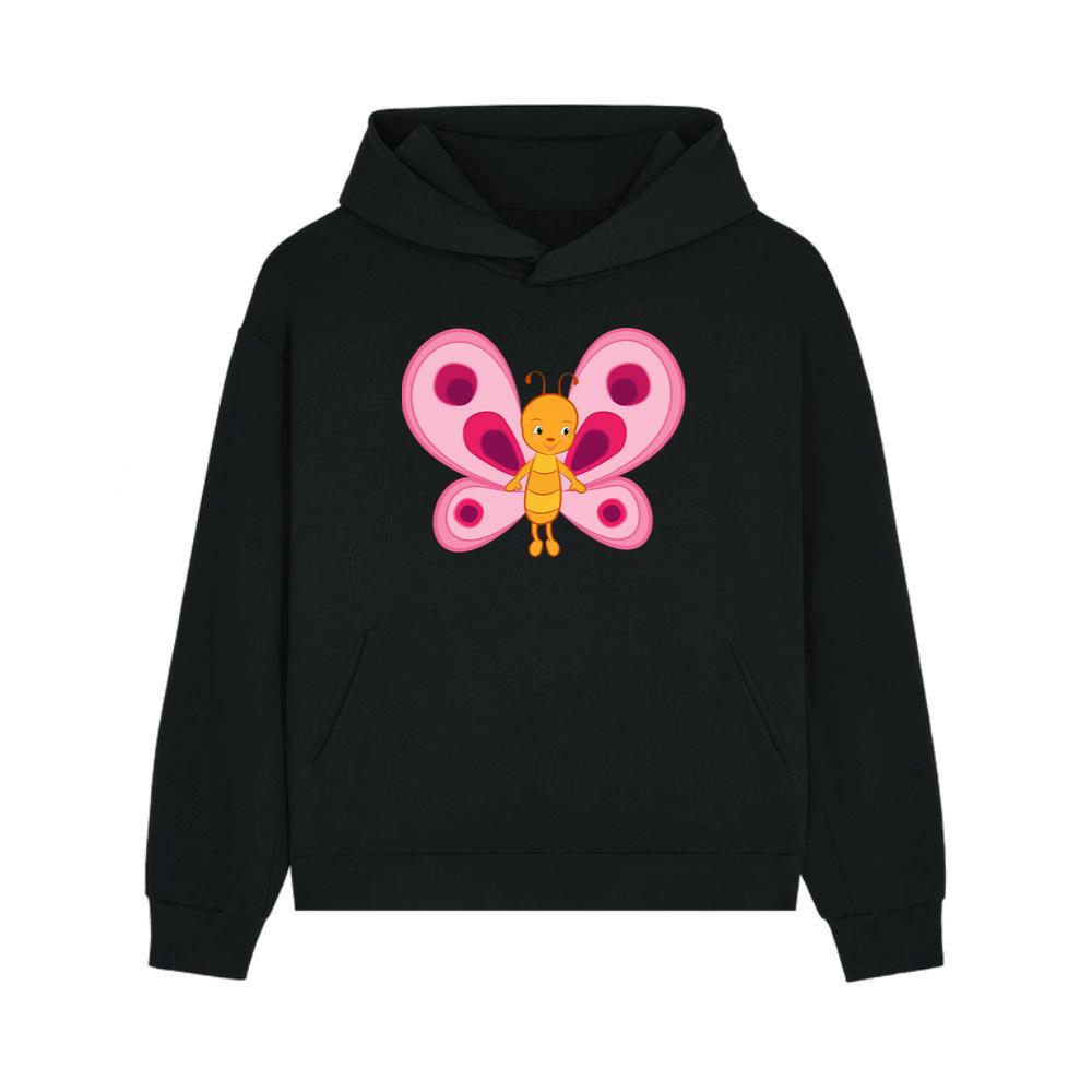 Pink Butterfly With Smiley Face Hoodie