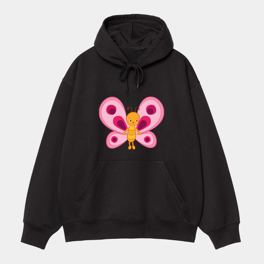 Pink Butterfly With Smiley Face Hoodie
