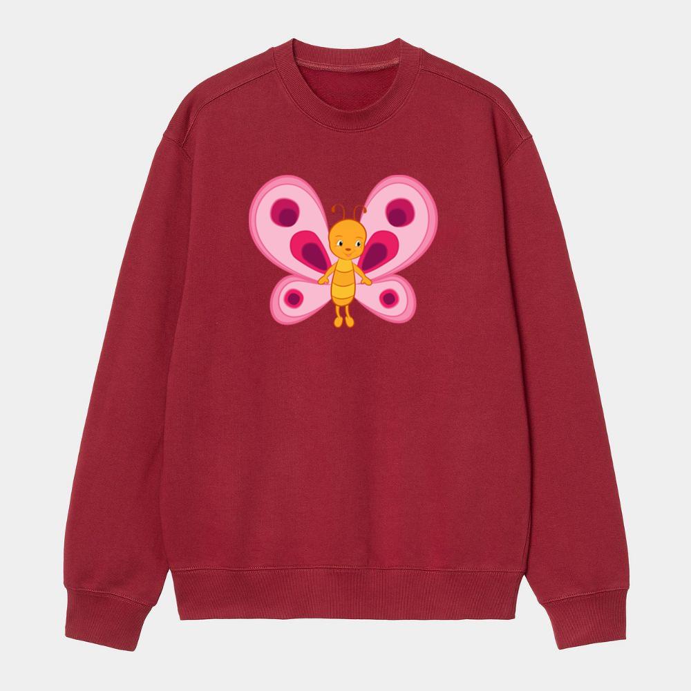 Pink Butterfly With Smiley Face Sweatshirt