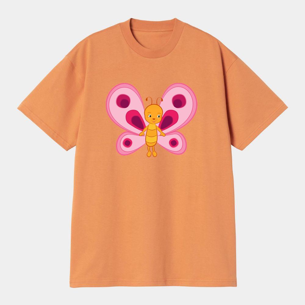 Pink Butterfly With Smiley Face T-Shirts