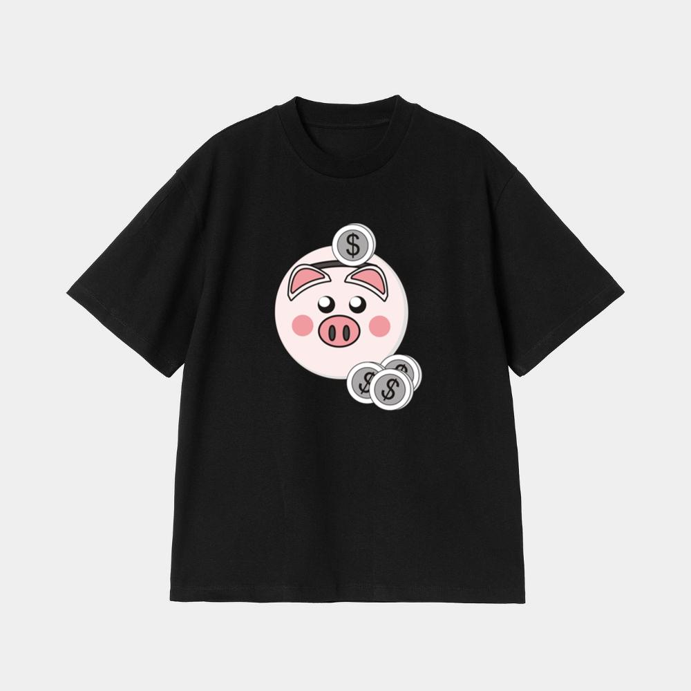 Pink Piggy Bank with Coins T-Shirt