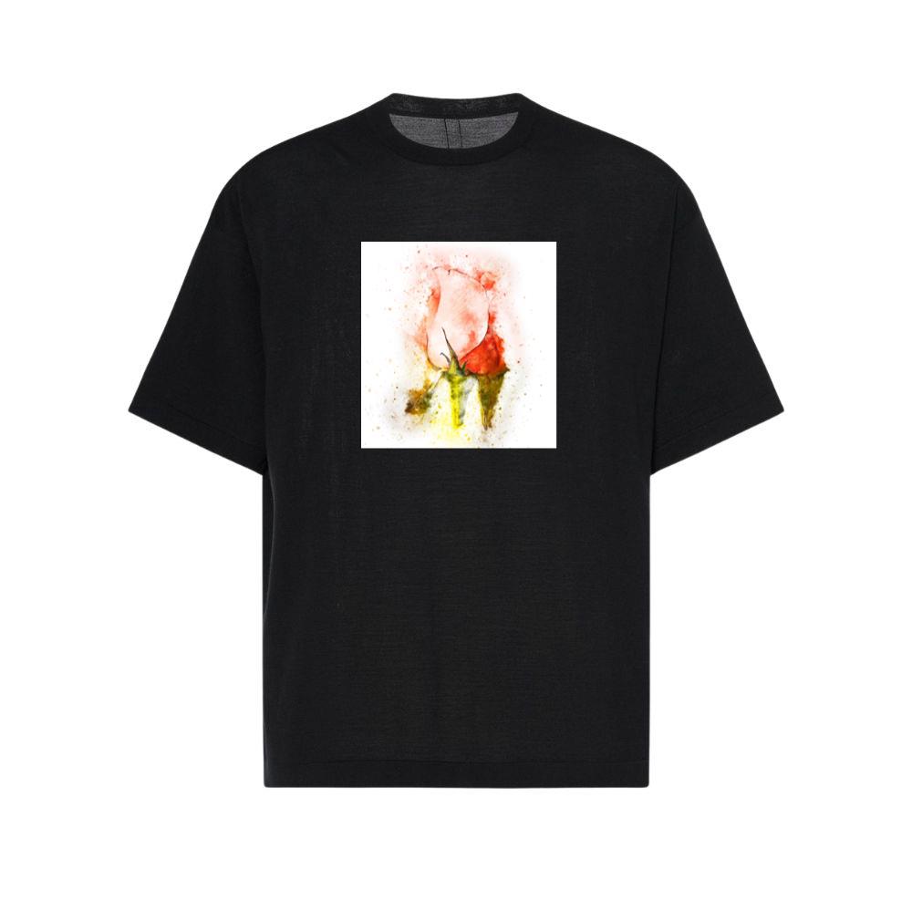 Pink Rose with Green Stem T-Shirts