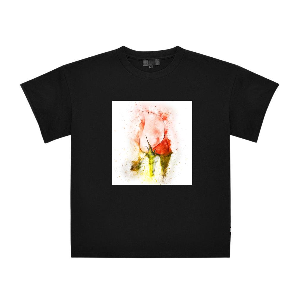 Pink Rose with Green Stem T-Shirts
