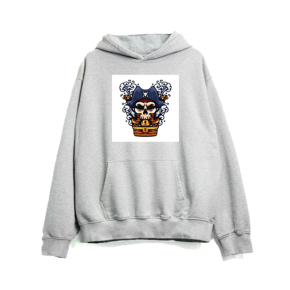 Pirate Skull with Treasure Chest and Waves Hoodies