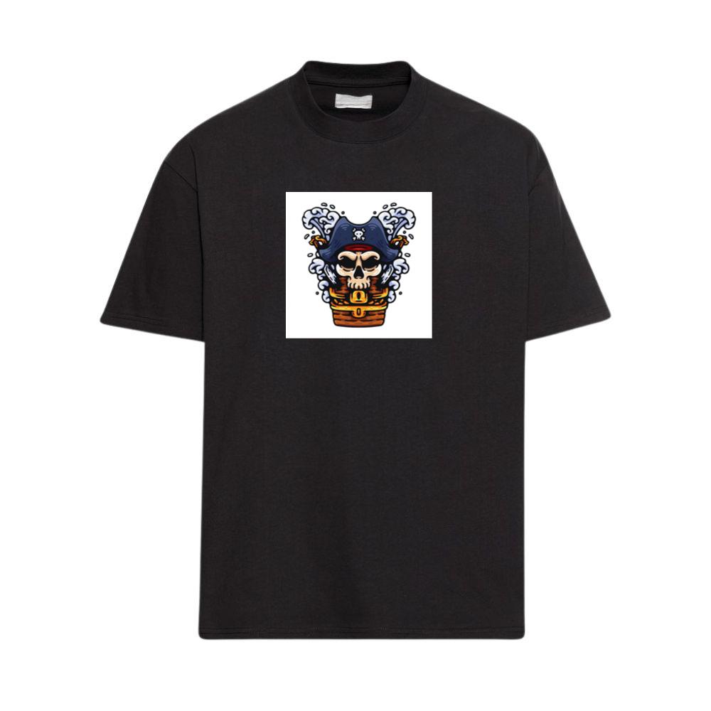 Pirate Skull with Treasure Chest and Waves T-Shirts