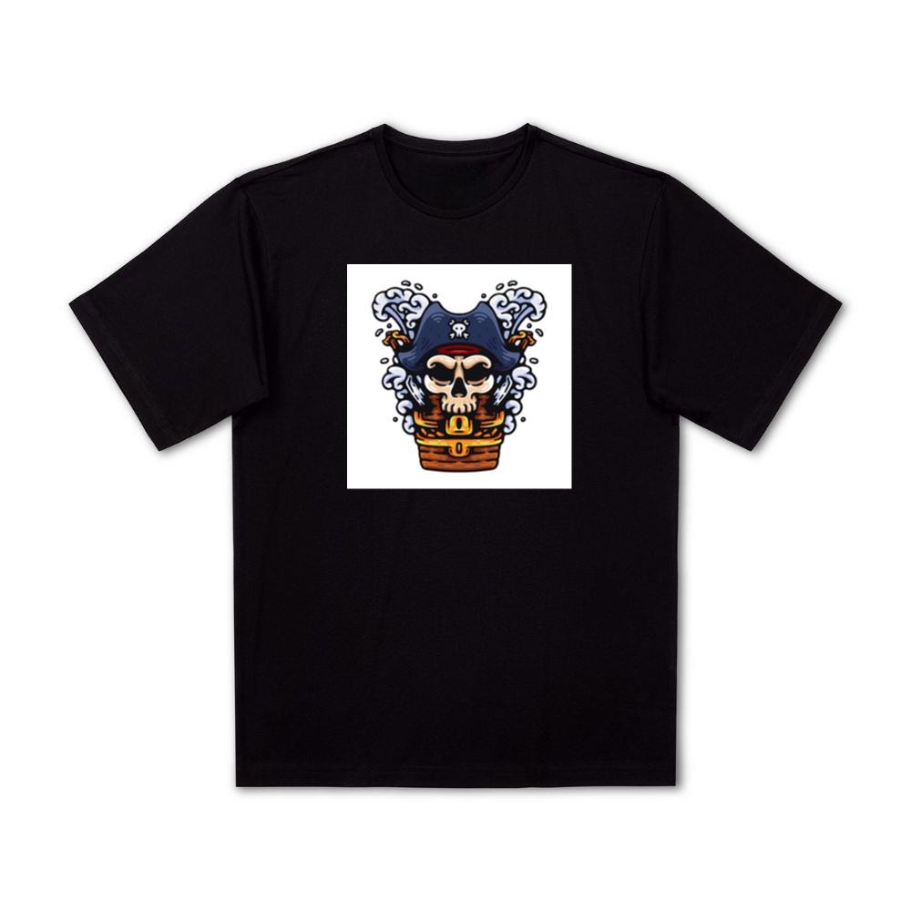 Pirate Skull with Treasure Chest and Waves T-Shirts