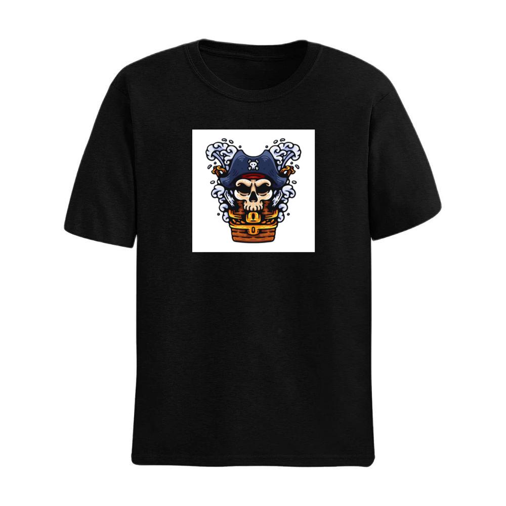 Pirate Skull with Treasure Chest and Waves T-Shirts
