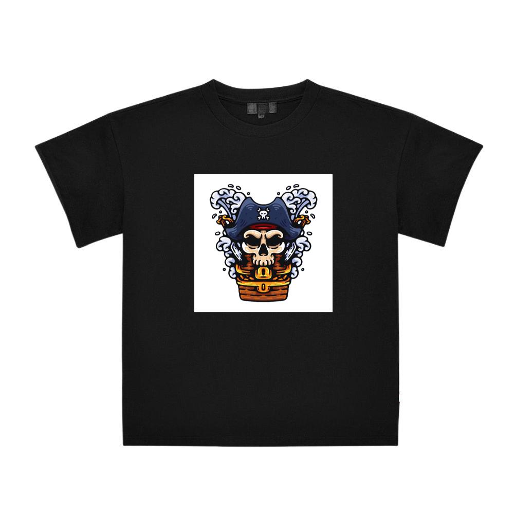 Pirate Skull with Treasure Chest and Waves T-Shirts