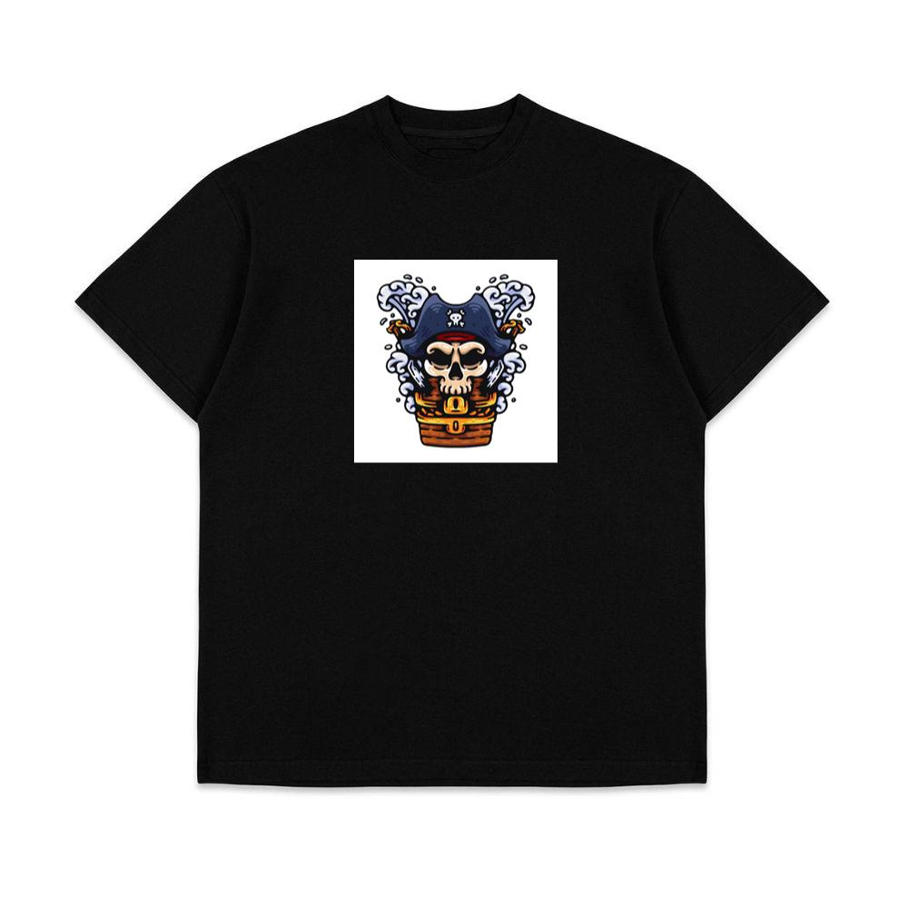 Pirate Skull with Treasure Chest and Waves T-Shirts
